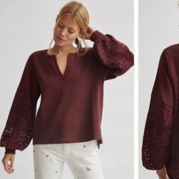 Anthropologie NWT Eyelet Sweatshirt Size XS. ***Coming soon*** - Picture 2 of 10